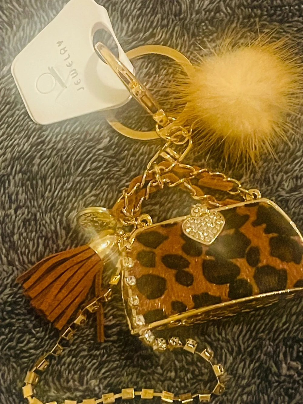Leopard Print Mini Charm Bag with Gold Accents